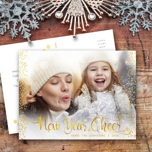 Cartão Postal De Festividades Cartão de Ano Novo Alegria Moderno Grafismo Chic P