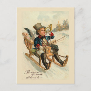 Cartão Postal De Festividades Cartão de Ano Novo "Bonne et heure Annee"