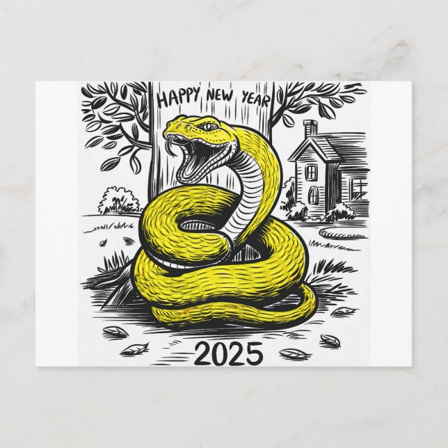 Cartão Postal De Festividades Cartão de Ano Novo Cobra 2025 (Frente)