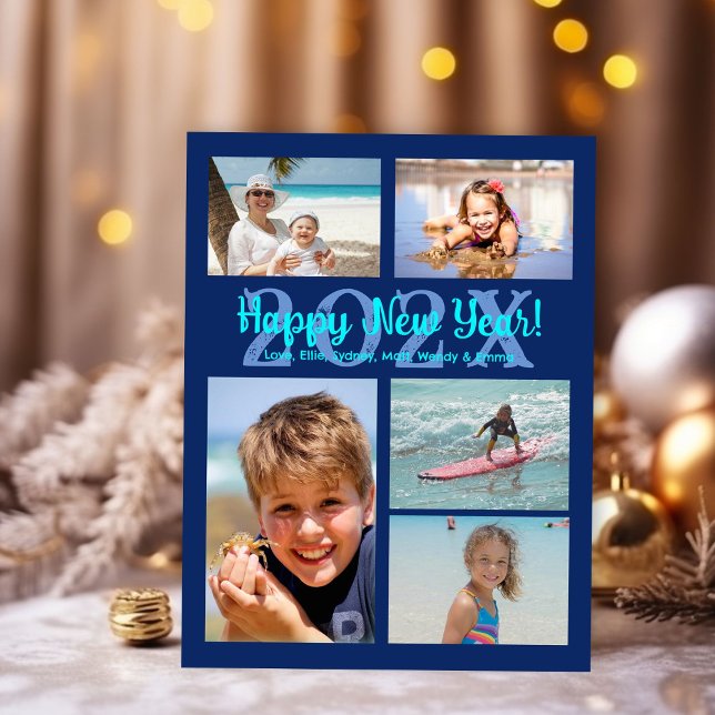 Cartão Postal De Festividades Cartão de Ano Novo da Família de várias fotos (Criador carregado)