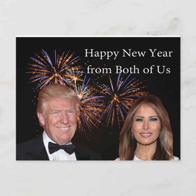 Cartão Postal De Festividades Cartão de ano novo de Donald e Melania Trump (Frente)