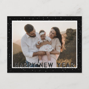 Cartão Postal De Festividades Cartão de Ano Novo Fotográfico Botânico Preto