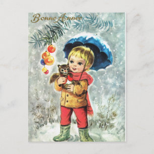 Cartão Postal De Festividades Cartão de Ano Novo Francês