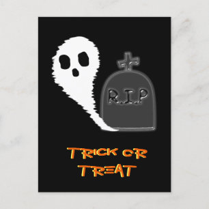 Cartão Postal De Festividades Cartão de Boas Festas de Halloween com Fantasma As