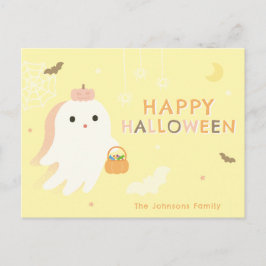Cartão Postal De Festividades Cartão de Boas Festas de Halloween com Fantasminha