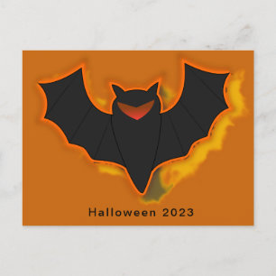 Cartão Postal De Festividades Cartão de Boas Festas de Halloween de Morcego Assu