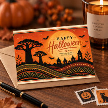 Cartão de Boas Festas de Halloween do Baobá Assust