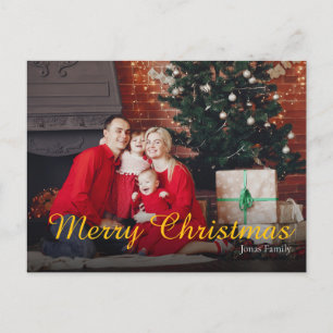 Cartão Postal De Festividades Cartão de Boas Festas de Natal Vermelho com Foto d