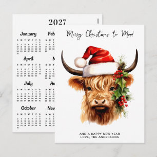 Cartão Postal De Festividades Cartão de Boas Festas de Vaca das Terras Altas de