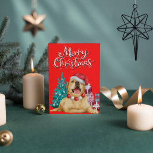 Cartão Postal De Festividades Cartão de Boas Festas do Labrador Retriever Vermel