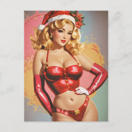 Cartão Postal De Festividades Cartão de Boas Festas Retro Pinup