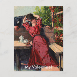 Cartão Postal De Festividades Cartão de casal beijando do Dia dos Namorados Vint