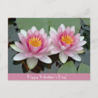 Cartão de Dia do Lotus Valentive Flutuante Rosa