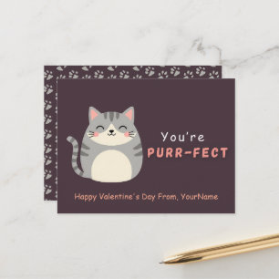 Cartão Postal De Festividades Cartão de Dia dos Namorados com Gato Fofo – Você é