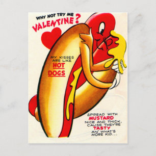 Cartão Postal De Festividades Cartão de Dia dos Namorados de Cachorro-Quente Ret