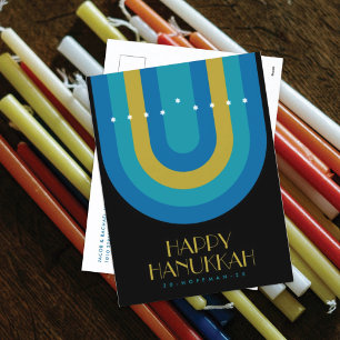 CARTÃO POSTAL DE FESTIVIDADES CARTÃO DE FERIADO ART DECO HANUKKAH