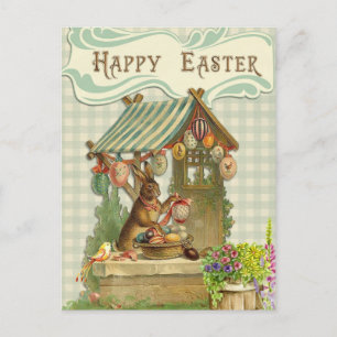 Cartão Postal De Festividades Cartão de Feriado de Coelhinho de Páscoa Vintage