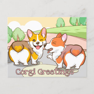 Cartão Postal De Festividades Cartão de Férias Corgi Cute