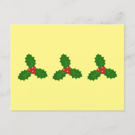 Cartão Postal De Festividades Cartão de Férias de Folhas de Azevinho