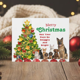 Cartão Postal De Festividades Cartão de Férias de Natal da Família Animal