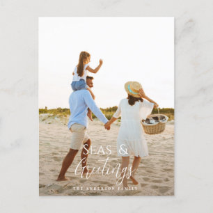 Cartão Postal De Festividades Cartão de Férias de Natal para praia com fotografi