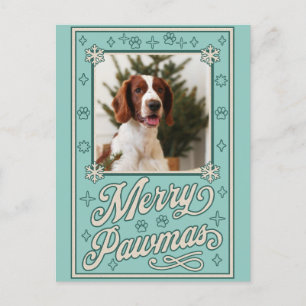 Cartão Postal De Festividades Cartão de Férias de Natal Pet Pawmas da feliz
