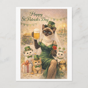 Cartão Postal De Festividades Cartão de Férias do Dia de São Patrício com Gato G