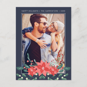 Cartão Postal De Festividades Cartão de Férias Floral de Poinsettia   Foto
