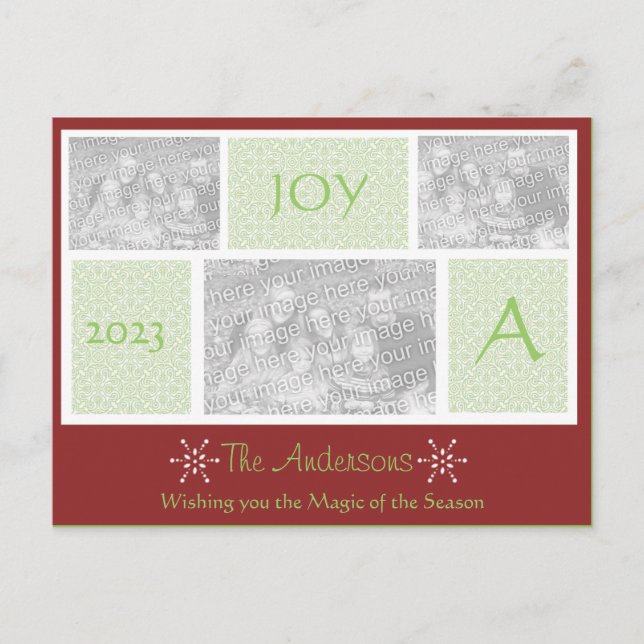 Cartão Postal De Festividades Cartão de Férias Único com 3 Fotos (Frente)