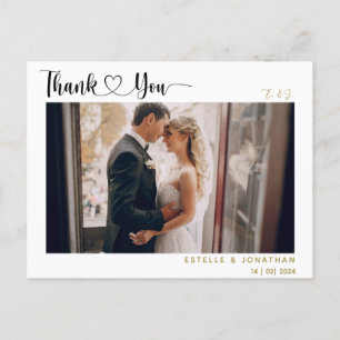 Cartão Postal De Festividades Cartão de Foto de Agradecimento de Casamento com C