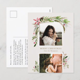 Cartão Postal De Festividades Cartão de Foto de Férias com Vegetação de Inverno