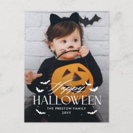 Cartão Postal De Festividades Cartão de Foto de Halloween com Sobreposição Batty