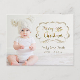 Cartão Postal De Festividades Cartão de Foto de Primeiro Natal com Caligrafia Do