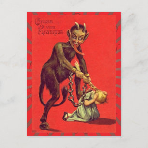Cartão Postal De Festividades Cartão de Gruss Vom Krampus do vintage