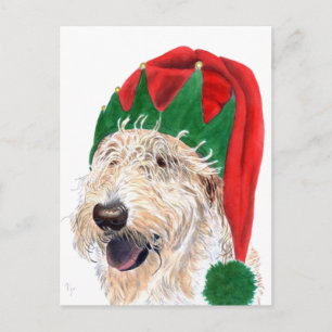 Cartão Postal De Festividades Cartão de Labradoodle do ajudante do papai noel
