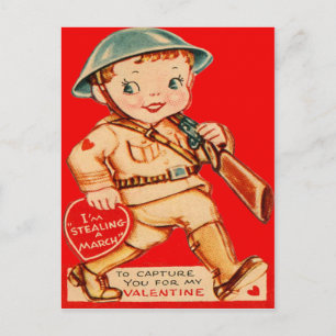 Cartão Postal De Festividades Cartão de marcha retro dos namorados do soldado d