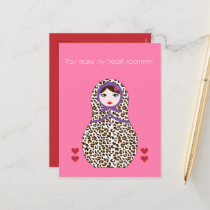 Cartão Postal De Festividades Cartão de namorados Cheetah Matryoshka