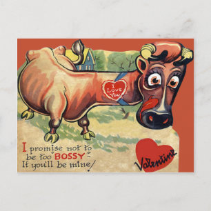 Cartão Postal De Festividades Cartão de Namorados de Vintage Retro - vaca