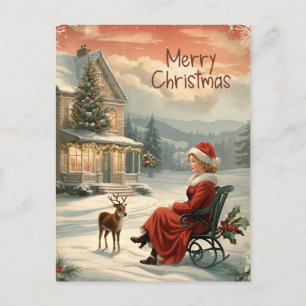Cartão Postal De Festividades Cartão de Natal Antigo Tradicional Vintage Feliz N