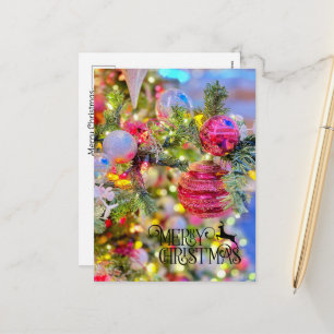 Cartão Postal De Festividades Cartão de Natal Árvore de Natal Decorada com Elegâ