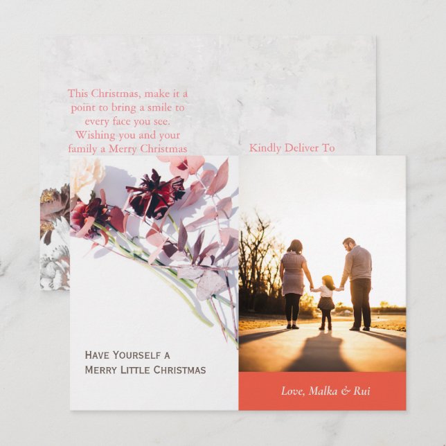 Cartão Postal De Festividades Cartão de Natal - Bela Rosa e Família (Frente/Verso)