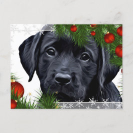 Cartão Postal De Festividades Cartão de Natal Black Lab - Cachorro Bonito Labrad