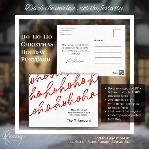 Cartão Postal De Festividades Cartão de Natal Branco Ho-Ho-Ho Férias