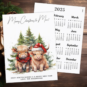 Cartão Postal De Festividades Cartão de Natal Calendário 2025 para a Vaca do Pal