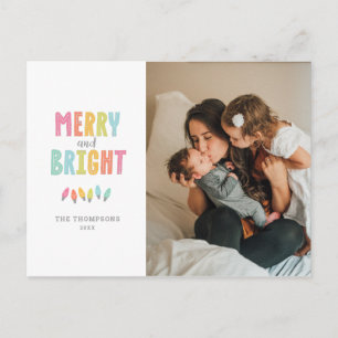 Cartão Postal De Festividades Cartão de Natal Colorido Alegre e Brilhante com Fo