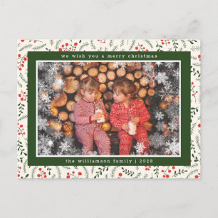 Cartão Postal De Festividades Cartão de Natal com Foto de Flocos de Neve