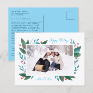 Cartão Postal De Festividades Cartão de Natal com Foto de Galho de Inverno e Fru