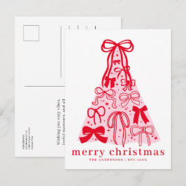 Cartão Postal De Festividades Cartão de Natal com Laço Moderno Coquette