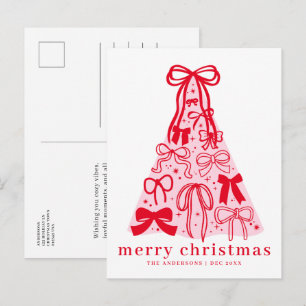 Cartão Postal De Festividades Cartão de Natal com Laço Moderno Coquette