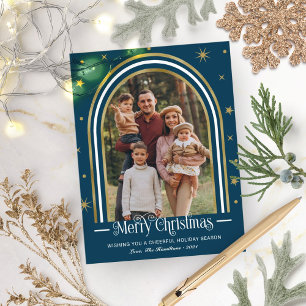 Cartão Postal De Festividades Cartão de Natal com Moldura em Arco Foto da Famíli